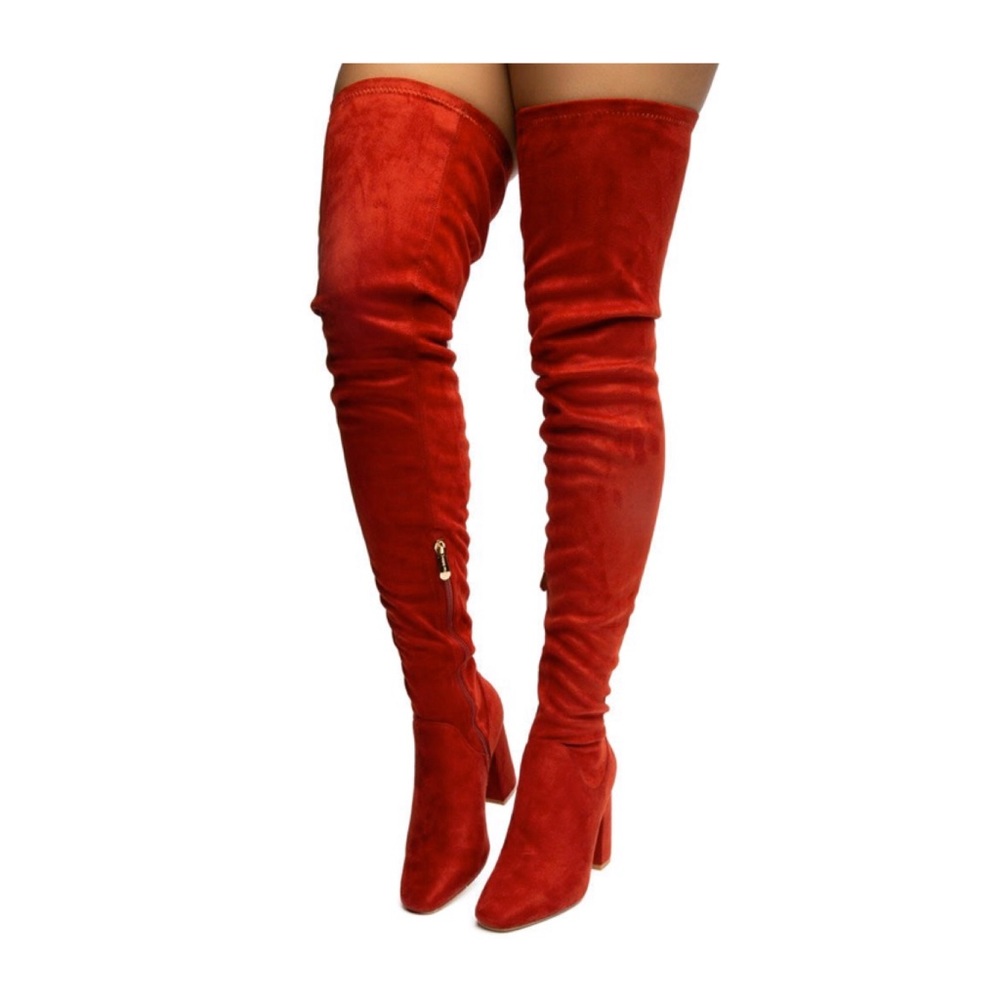 Betisa-4 Faux Suede Thigh High Block Heel Boot